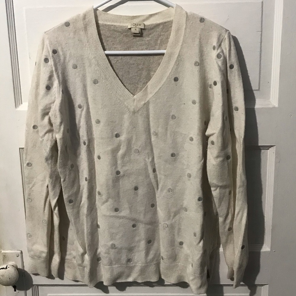 Polka Dotted. V Neck XL J. Crew Sweatshirt.
